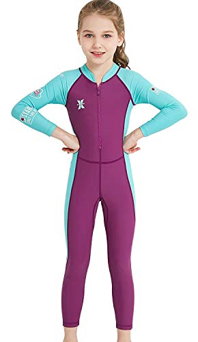 DIVE&SAIL - Traje de Neopreno Buceo Infantil para Niñas de Natación de una Pieza Snorkeling Surf Playa de Deporte Acuático Colorido Respirable - Rosado