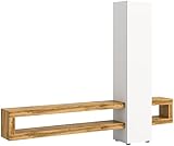 xonox.home Wohnzimmer Samba Wohnwand TV-Möbel Wohnkombination Wohnzimmermöbel Wohnzimmerschrank Möbelkombination Wohnzimmerset in weiß melamin Abs. Wotan Eiche ca. 240x190x35cm