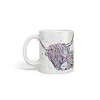 Vixar Highland Cow Scottish Farm Animal Acquerello Arcobaleno Colorato Tazza Tazza Regalo, Compleanno, Lavoro, Ufficio, Tè Vixar Highland Cow Scottish Farm Animal Acquerello Arcobaleno Colorato Tazza Tazza Regalo, Compleanno, Lavoro, Ufficio, Tè