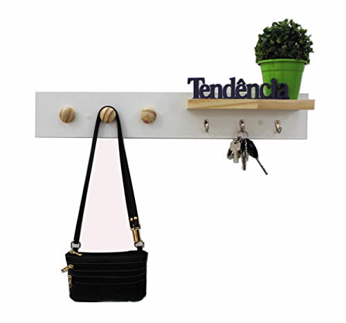 Cabideiro De Parede Decorativo Para Bolsas E Chaves (Branco)