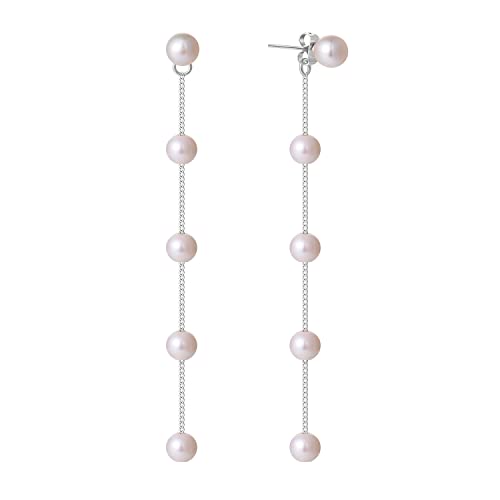 Long Real Freshwater Pearl Earrings For Women, Bridal Pearl Drop Earrings, Big Baroque Pearl Dangling Earrings, Natural Pearl Earrings Dangle, Two Styles In One, Gold Hoop Pearl Earrings (A-Silver) #TOP3