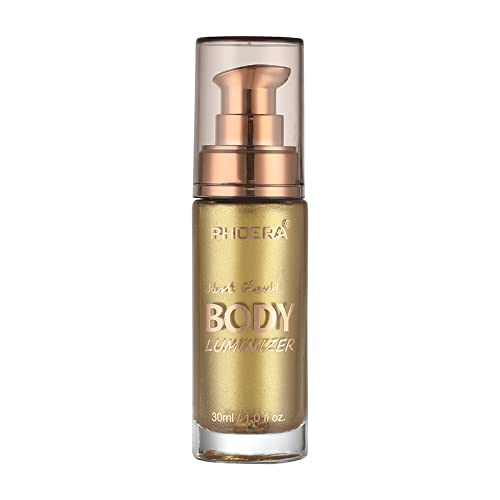 Hilareco PHOERA Body Shimmer Luminizer, Waterproof Moisturizing and Glow For Face & Body, Radiance All In One Makeup, Face Body Glow Illuminator, Body Highlighter 1fl.oz. (102 Metallic Gold)
