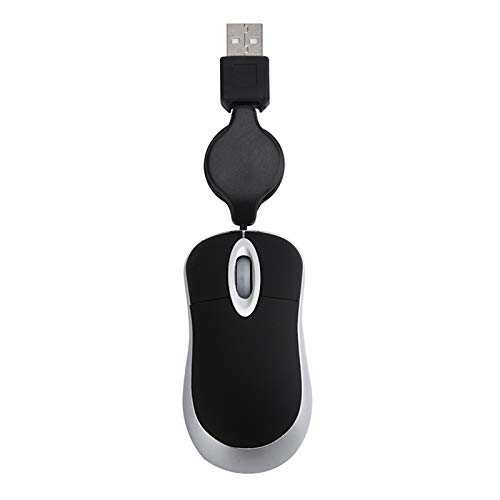Persistence Mini-Souris Filaire USB Câble RéTractable Petite Souris Minuscule 1600 DPI Souris de Voyage Compactes Optiques pour 98 2000 XP Vista Ve (Noir)