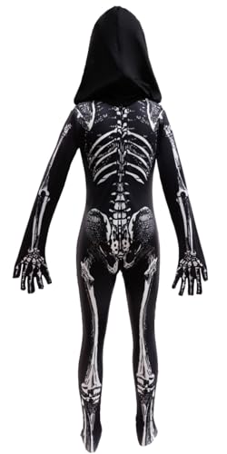 BanKids Halloween Skeleton Costume for Kids Scary Skeleton Cosplay Unisex Jumpsuit Onesie Dress up 3-4Years(110) - image 4
