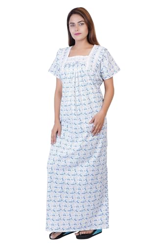Image of Women's Cotton Block Print Knee Length Nighty