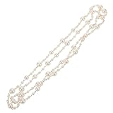 Yardenfun Collar de Perlas Artificiales Largo para Mujer, Cadena Dorada Cuentas Redondas, Diseño Envolvente para Uso Diario y Eventos, Joyería Ligera y Versátil Estilo Charleston
