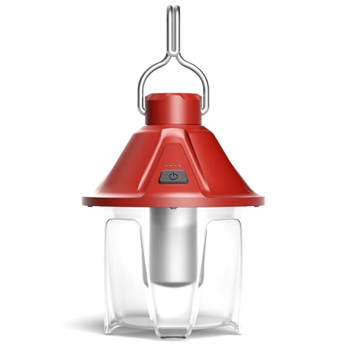 LED Camping Lantern Flashlight Rechargeable, Waterproof Survival Camping Lantern, Portable Tent Light with 5 Light Modes for Hurricane, Hiking, Power Outages (Red)