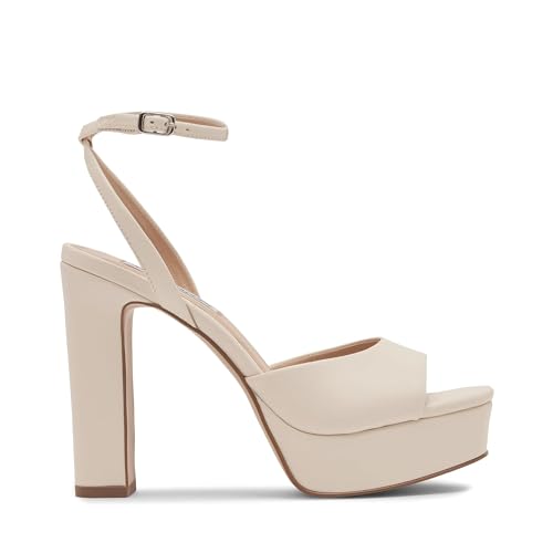 Steve Madden Women's Assured Heeled Sandal, Bone Leather, 10