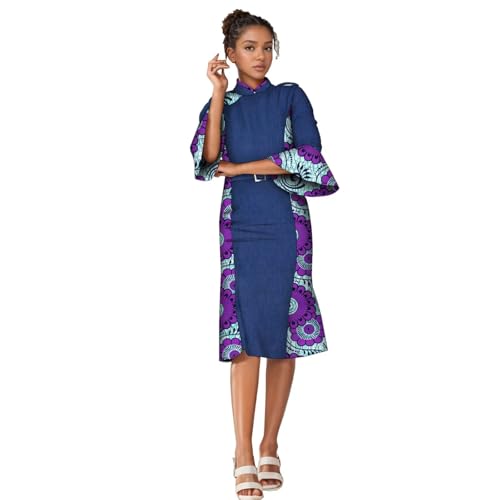 fitted lace wedding dress African Dress for Women Dashiki Dresses Patchwork Dress Lantern Sleeve  Traditional Clothing at Amazon Women's Clothing store