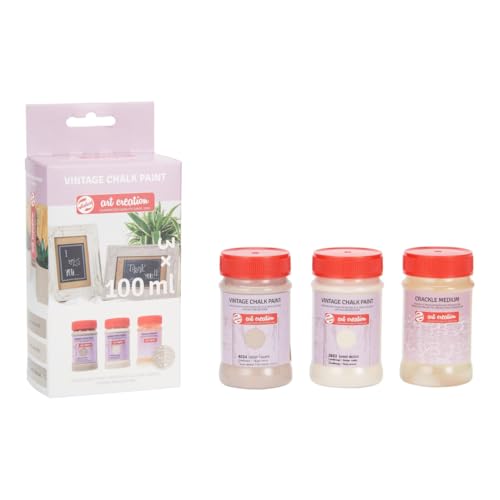 Talens Art Creation Set Peinture à la Craie Vintage | 2 Couleurs Beige & Medium pour Effet Craquelé | Peinture pour meubles, Upcycling, DIY Maison & Décoration