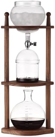 Cold Brew Drip Tower with Adjustable Water Flow,Premium Cold Brew Drip Tower - 800ml Coffee Maker with Adjustable Dripper & Wooden Bracket, Detachable Glass System for Coffee Lovers - Perfec