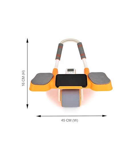 Image of INSTAFIT Automatic Rebound Ab Roller with Elbow Support, Timer, Calorie Counter, Mobile Holder, Dual Non-Slip Wheels, Knee Pad, Orange