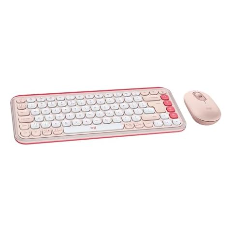 Logitech POP ICON Combo, Bluetooth Keyboard and Mouse Combo, Comfortable Typing, programmable Keys and Buttons, Quiet clicks, Easy-Switch up to 3 Devices - Rose Cover