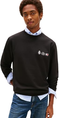 Tommy Hilfiger Herren Sweatshirt Small Crest Outline mit Rundhalsausschnitt, Schwarz (Black), M – Ansicht 1