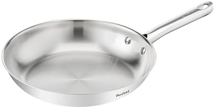 Tefal Duetto On Bratpfanne 24 cm, unversiegelt, dicker Wärmediffusionsboden, Komfort-Griff, langlebig, für alle Herdarten geeignet, Edelstahl, B8660434