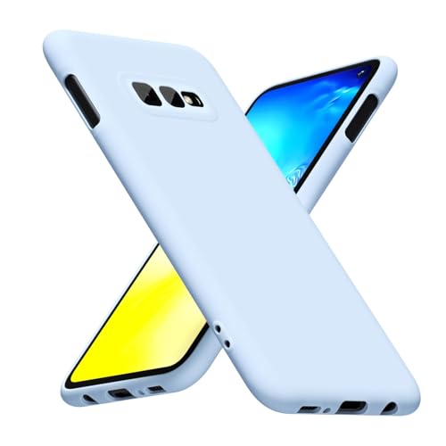 LoeoeL for Samsung Galaxy S10e Phone Case Silicone, Minimalist Ultra Thin Slim Soft Rubber Gel Solid Color Matte TPU Cute Case for Women Men, Girly Plain Aesthetic Design & Camera Cover, Light Blue