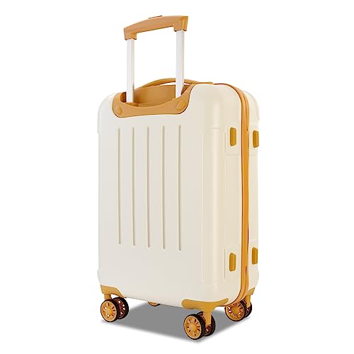 3 Pieces Luggage Set, 20" 24" 28" Travel Suitcase with 360 Degree Spinner Wheels Telescopic Handles for Business Travel Brown White One Size4