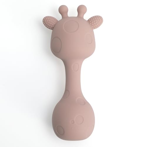 Image of Silicone Little Giraffe Shaker Rattle Toy for Babies | Food Grade Silicone Teether | Easy to Grip | BPA Free (Dusty Lilac)