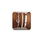 Poxtex Silver Bangle Bracelets Stack for Women, Sterling Silver Cuff Link Chain Bracelets Set, Trendy Waterproof Jewelry Gifts Adjustable