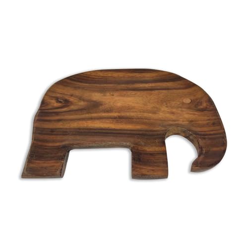 Image of Wooden Platters| Rosewood Serving Platter with Smooth Surface| Handcrafted Decorative Trays for Serving Snacks Fruits Desserts| Elephant Shape Appetizer Plate