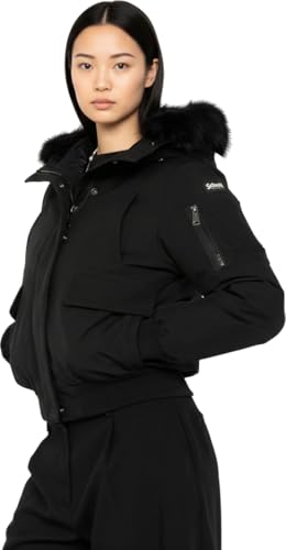 Schott NYC Keylaw Veste Cuir Véritable Femme Blouson Motard Noir Ajusté