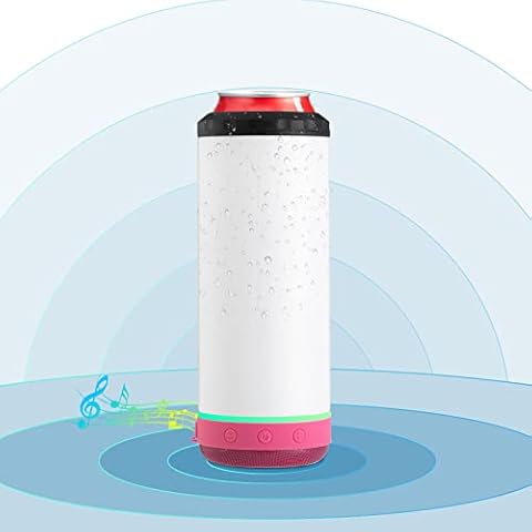 INSTOME Sublimation Can Cooler with Speaker,4 in 1 16oz Straight Music Can Cooler,Insulated Speaker Cup Can Cooler with Detachable Led Light for Summer Beach Party (Rose red) Cover