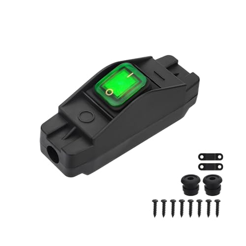 Leloco IP66 Wasserdichter Gartenschalter Grün 16A 250V Kabelschalter für Außenbereich Schnurschalter für Gartenbeleuchtung und Elektrogeräte Wetterfester Außenschalter