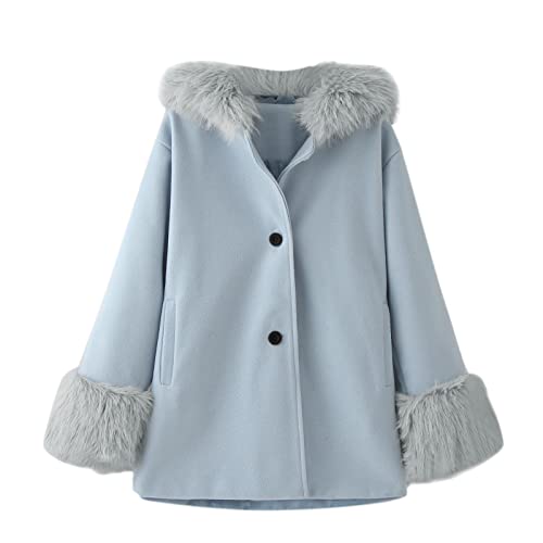 Baby Girls Faux 𝐅𝐮𝐫 Teddy Long Coat Kids Winter Windproof Fleece Jacket Warm Outwear Button Hooded with Pocket