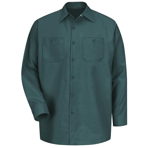 Image of Red Kap Men's Long Sleeve Industrial Work Shirt | Moisture Wicking Button Up, Wrinkle Resistance Fights Fading & Stains