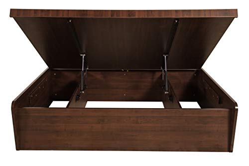 Image of Prudent King Size Engineered Wood King Bed with Hydraulic Storage (Particle Board - Teak Walnut)