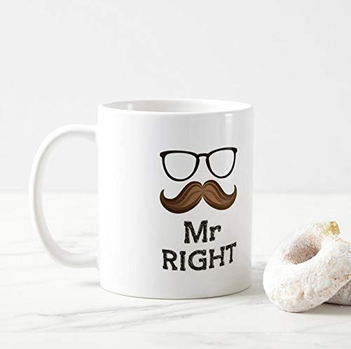 V Kraft Mr.Right Quote Lovely Mug Gift for Girlfriend Boyfriend mom dad Couples and Friends Printed White Coffe Mug,330ml