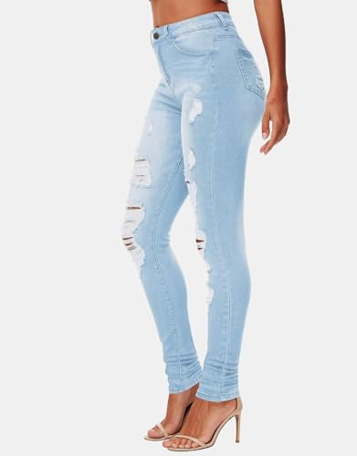 Kedera Women's High Waisted Ripped Jeans Rhinestone Star Printed Butt Lifting Skinny Stretch Jeans Denim Pants2