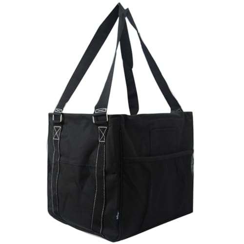 NGIL Mini Utility Tote Bag with Mesh Pockets and Collapsible Metal Frame, Water-Resistant Canvas Storage Basket