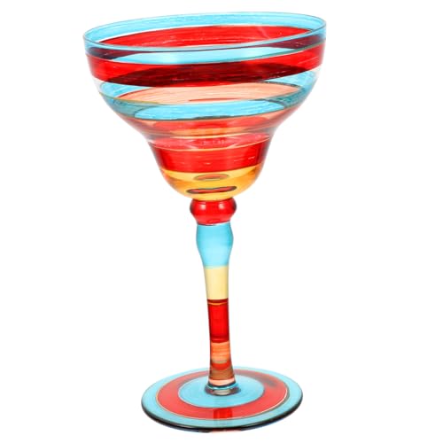 VANZACK Vasos De Cristal Soplado a Mano Con Diseño De Margarita - Perfectos Para Bebidas Congeladas En Cumpleaños y Bodas - Set De 4 Copas Elegantes