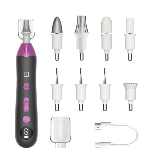 Image of Mfish Electric Callus Remover for Feet, Rechargeable Foot File with Digital Display, 9 Speeds & 8 Grinding Heads, Professional Pedicure Tool for Thick Calluses, Cracked Heels & Hard Skin Black