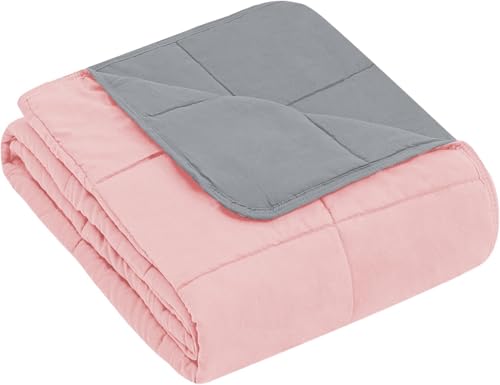 Image of yescool Weighted Throw Blanket 5lbs, 36 inch x 48 inch, Pink Grey