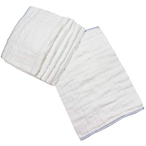 OsoCozy Prefolds Bleached Cloth Baby Diapers, Size 2 (15-30 lbs), Soft, Absorbent and Durable 100% Natural Cotton, Our Top Selling Diaper Service Quality Prefolds - (6 Pack)