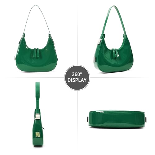 Image of Y2K Moon Bag Women's Crescent Shoulder Bag Retro Handbags Top Handle Patent Leather Cute Small Underarm Bag