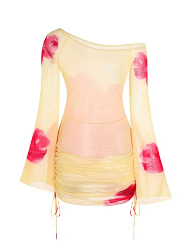 Image of ZAFUL Womens Swimsuit Cover Up Dress Off Shoulder Hollow Coverup Bathing Suit Mesh Swim Beach Dress