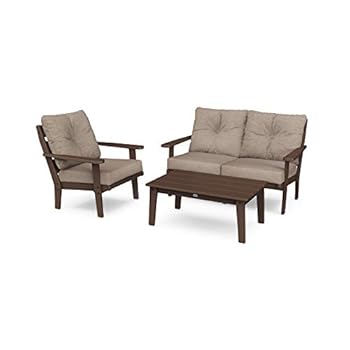 Alternative view of POLYWOOD® Lakeside Deep Seating Set, Mahogany/Spiced Burlap