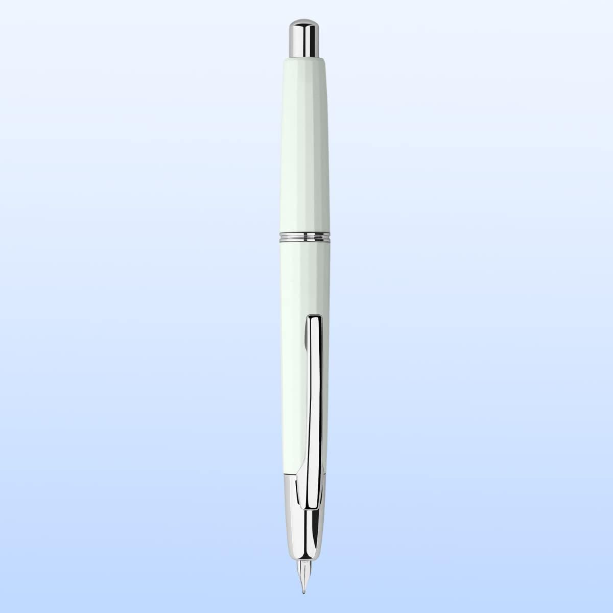 erofa Majohn A2 Press Fountain Pen Extra Fine Nib with Box, Retractable White Resin Ink Pen with Converter Writing Pen Set (Silver Clip Version)