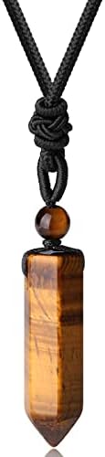 XIANNVXcI Healing Crystal Necklace for Men Women Tiger Eye Pendant Necklae Natural Stone Adjustable Rope Hexagonal Point Gemstone Jewelry Valentines Day Gift for Him