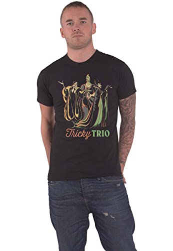 T-shirt Disney Villains graphique imprimé Tricky Trio col rond noir