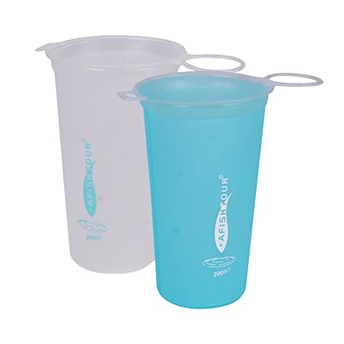 2 vasos plegables, 200 ml, taza de TPU reutilizable, botella de agua para correr, botella de agua flexible, vasos de camping plegables, para correr, senderismo, ciclismo