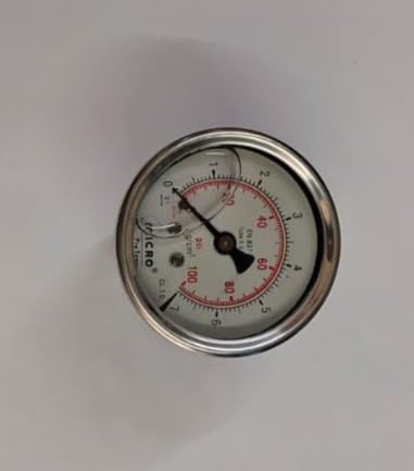 Micro Stainless Steel Pressure Gauge Back Connection 100 PSI 1/4" BSP | Glycerine Filled, Male Connection, Back Connection, 100 PSI Capacity, 1/4" BSP Fitting-picture-25