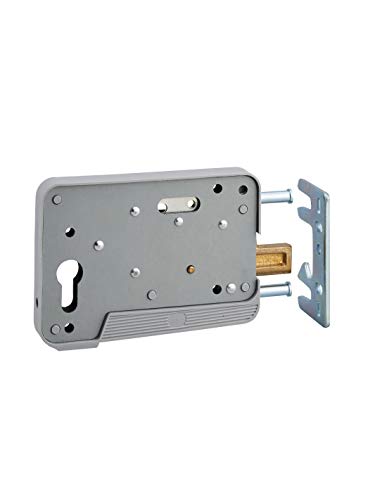 THIRARD - Boitier de Serrure en Applique à Double Entrée pour Portillon - Réversible - 150 x 108 mm - Axe 130 mm - Couverture avec Ceinture PVC - Gâche Plate Acier - Pêne Bronze D’Aluminium - Gris