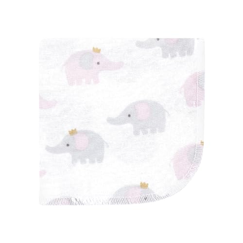 Image of Hudson Baby Unisex Baby Flannel Cotton Poly Washcloths, Lilac Elephants 12 Pack, One Size