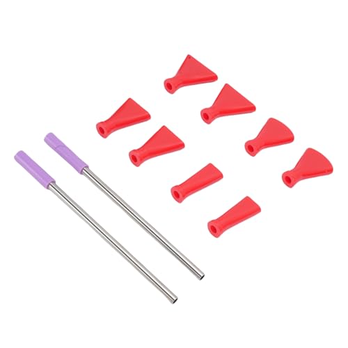 Yechiry Edelstahl-Strohhalm-Blasdüsen-Set, 8 Kunststoffdüsen, 2 Strohhalme, Fluid-Art-Werkzeug, Acryl-Pouring-Art-Tool mit Bloom- und Dutch-Pour-Techniken, Ideal für Kunstprojekte (Rot)
