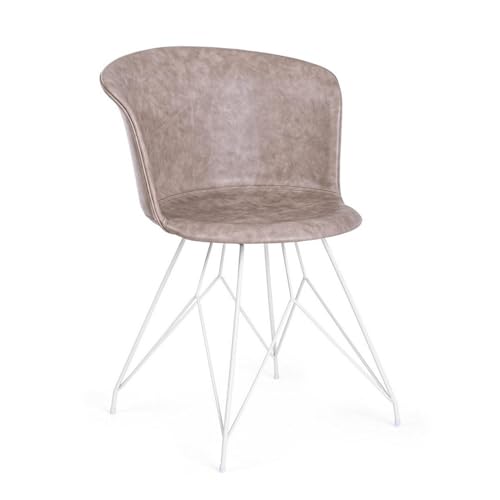 Decor Space Silla Loft con patas de acero con recubrimiento en polvo epoxi, para decoración interior, 56 x 54 x 76 cm, paquete de 2 unidades, color blanco