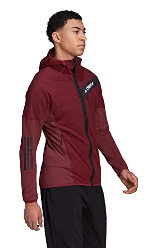 adidas Men's Techrock Flooce Wind Hooded Full Zip Jacket, Shadow Red2
